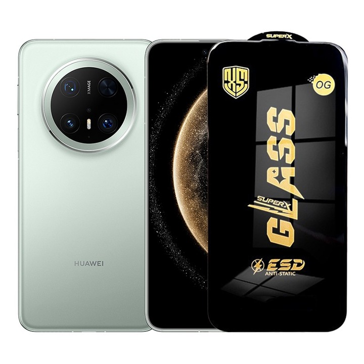 Folie ecran pentru Huawei Mate 70, Sticla Securizata ESD, Margini Negre, Rezistenta la Zgirie