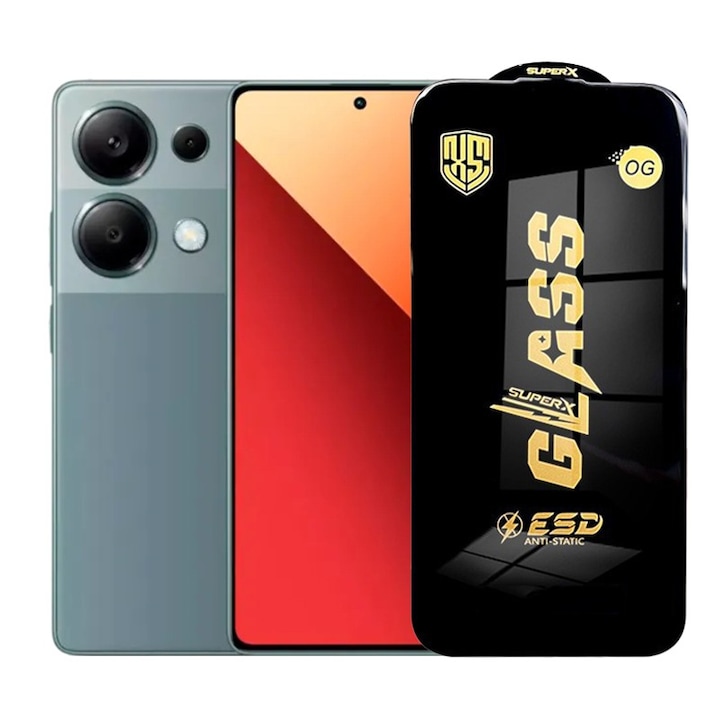 Folie de Protectie pentru Xiaomi Redmi Note 13, Flippy, Sticla Securizata ESD, Margini Negre, Rezistenta la Zgirieturi, Antistatica, 0.35 mm, Transparenta