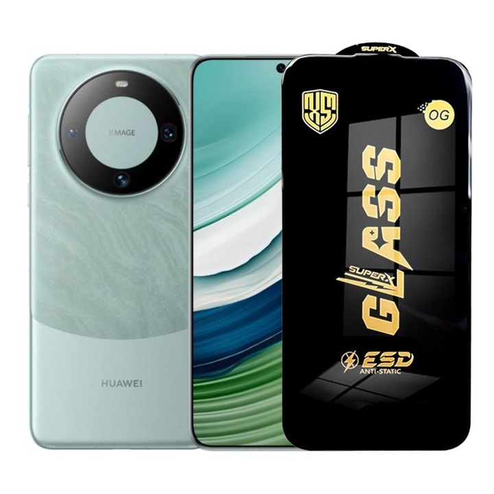 Folie de Protectie pentru Huawei Mate 60, Flippy, Sticla Securizata ESD, Margini Negre, Rezistenta la Zgirieturi, Antistatica, 0.35 mm, Transparenta