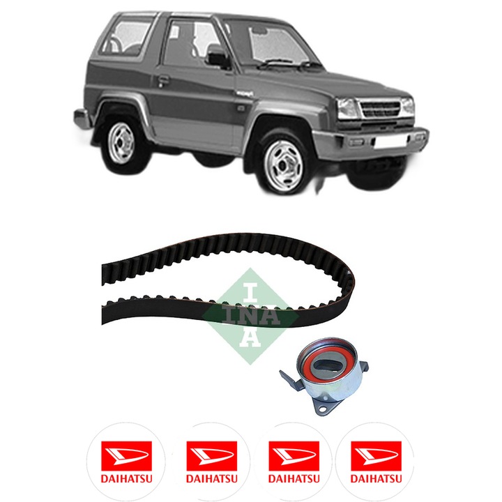 Set kit distributie DAIHATSU FEROZA Hard Top (F300) 1.6 i 16V 4x4 din 1988-1999 KW 70 CP 95 CMC 1590, Auto, INA, 4 Stickere auto cu DAIHATSU