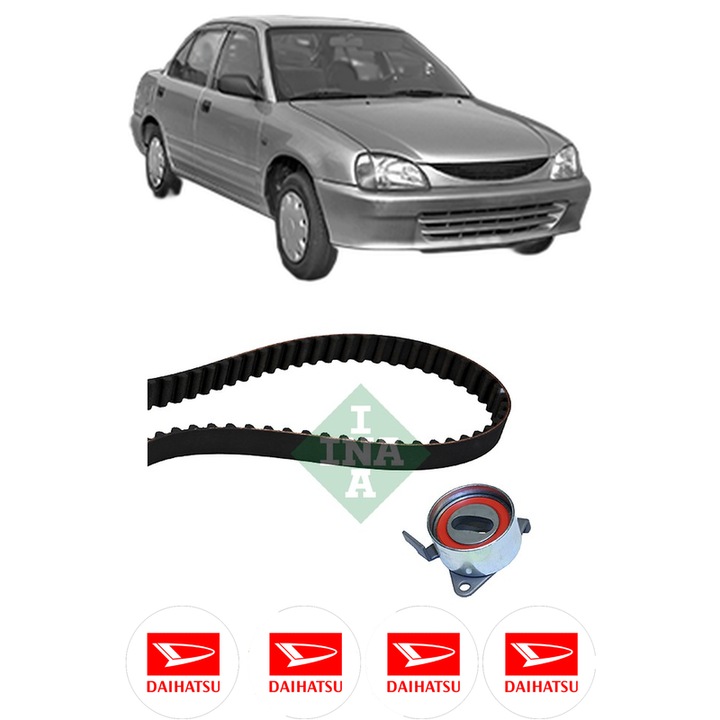 Set kit distributie DAIHATSU CHARADE IV Saloon (G203) 1.5 16V din 1994-2001 KW 55 CP 75 CMC 1499, Auto, INA, 4 Stickere auto cu DAIHATSU