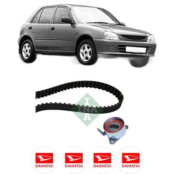 Set kit distributie DAIHATSU CHARADE IV (G200, G202) 1.5 i 16V din 1997-1999 KW 66 CP 90 CMC 1499, Auto, INA, 4 Stickere auto cu DAIHATSU