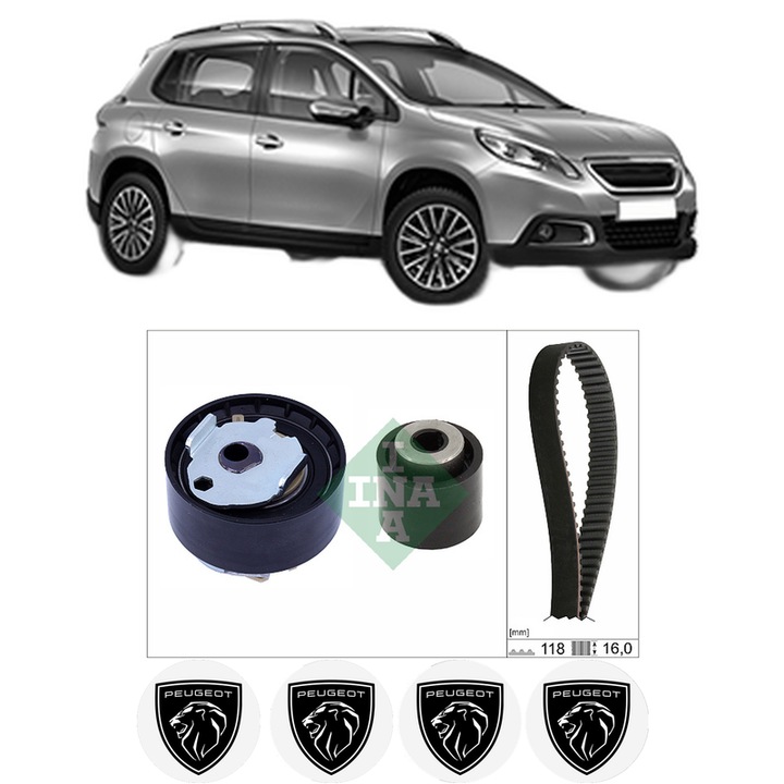 Set kit distributie PEUGEOT 2008 I (CU_) 1.2 PureTech 82 din 2018-2019 KW 61 CP 82 CMC 1199, Auto, INA, 4 Stickere auto cu PEUGEOT