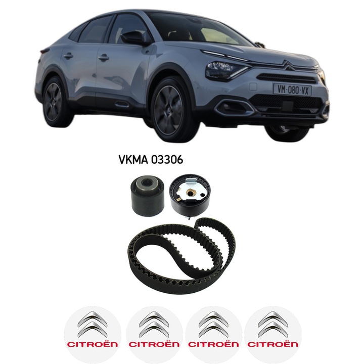 Set kit distributie CITROEN C4 X (BD_, BE_, BF_) 1.2 PureTech 100 (BDHNEA) din 2022 KW 74 CP 101 CMC 1199, Auto, SKF, 4 Stickere auto cu CITROEN