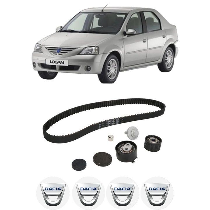Set kit distributie DACIA LOGAN (LS_) 1.6 16V Flexifuel din 2010 KW 77 CP 105 CMC 1598, Auto, INA, 4 Stickere auto cu DACIA
