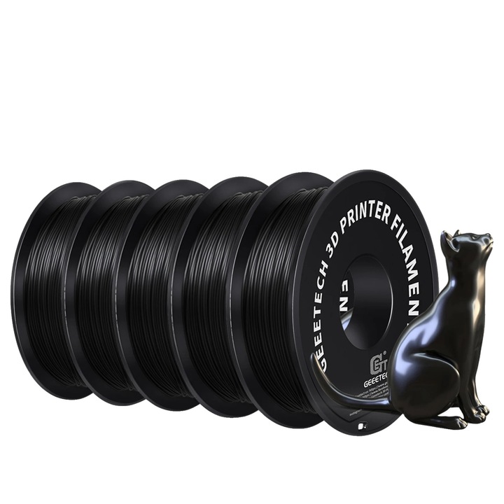 Filament 3D, PLA, finisaj asemanator matasii, negru, 1.75mm, 1kg