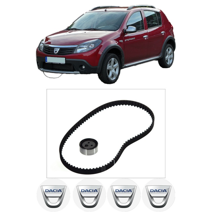 Set kit distributie DACIA SANDERO 1.4 (BS0C, BS0A, BS0G, BS1F, BS0E) din 2008 KW 55 CP 75 CMC 1390, Auto, SKF, 4 Stickere auto cu DACIA