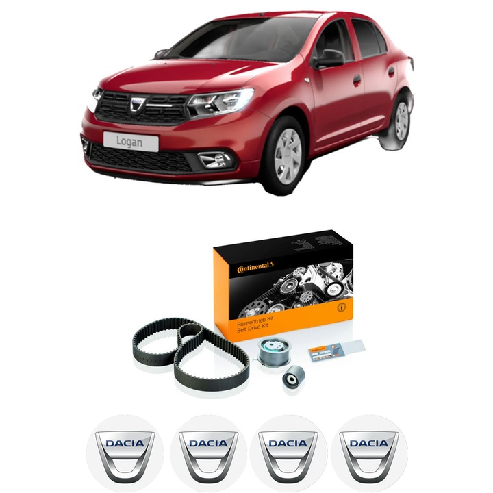 Set kit distributie DACIA LOGAN II 1.0 SCe 75 din 2017 KW 54 CP 73 CMC 998, Auto, Continental Contitech, 4 Stickere auto cu DACIA