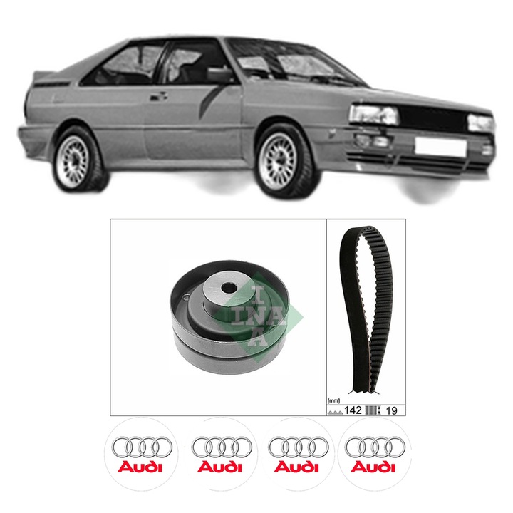 Set kit distributie AUDI QUATTRO (85) 2.1 20V Turbo din 1984-1987 KW 225 CP 306 CMC 2144, Auto, INA, 4 Stickere auto cu AUDI
