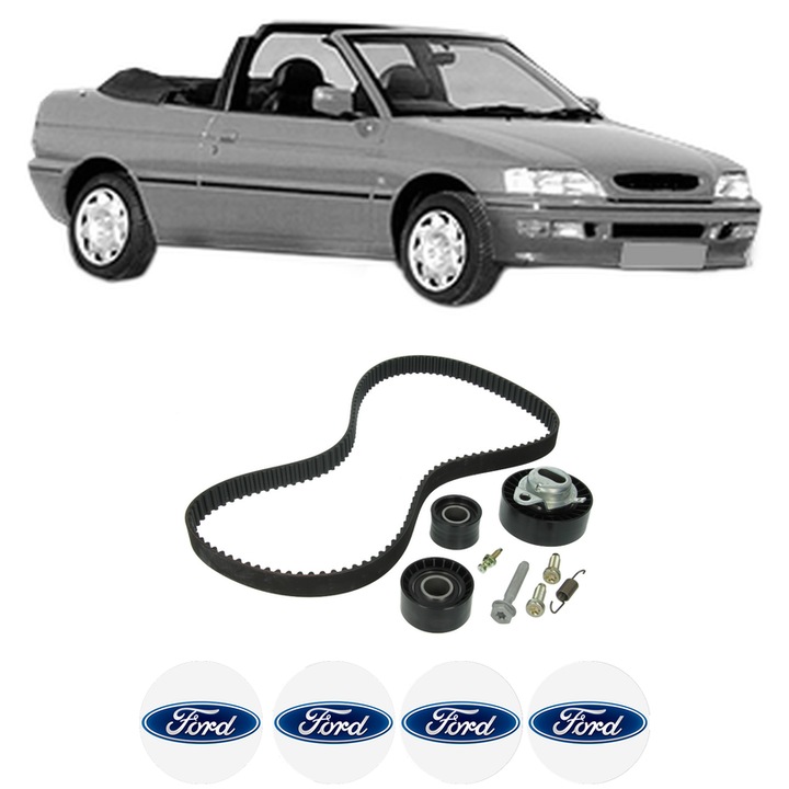 Set kit distributie FORD ESCORT V Convertible (ALL) 1.6 i 16V din 1994-1995 KW 65 CP 88 CMC 1597, Auto, INA, 4 Stickere auto cu FORD