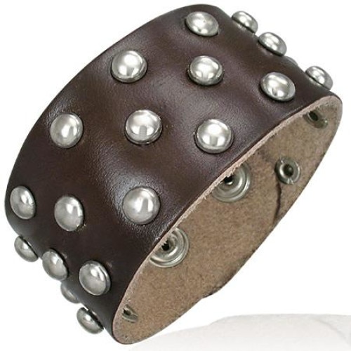Bratara piele maro reglabila cu capse metalice - BeSpecial