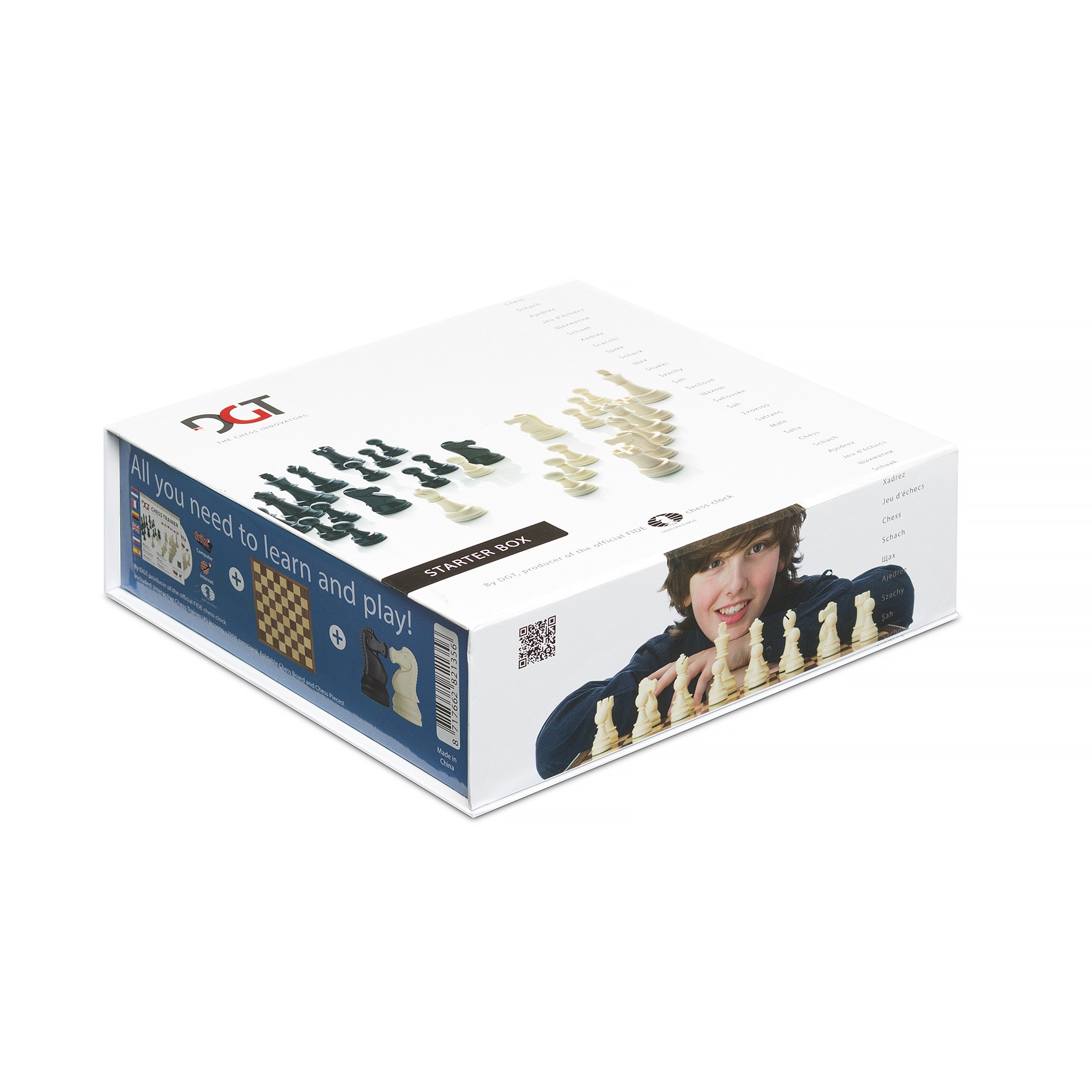 Chess Starter Box - albastru, set de sah, piese, tabla, si trainer CD pachet 6+1 Gratis - DGT