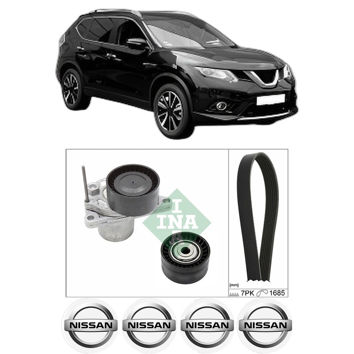Set kit distributie NISSAN X-TRAIL III (T32_, T32R, T32RR) 1.6 dCi ALL MODE 4x4-i (NT32) din 2014 KW 96 CP 130 CMC 1598, Auto, INA, 4 Stickere auto cu NISSAN