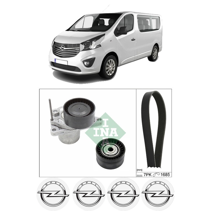 Set kit distributie OPEL VIVARO B Bus (X82) 1.6 CDTI (06) din 2015-2019 KW 70 CP 95 CMC 1598, Auto, INA, 4 Stickere auto cu OPEL