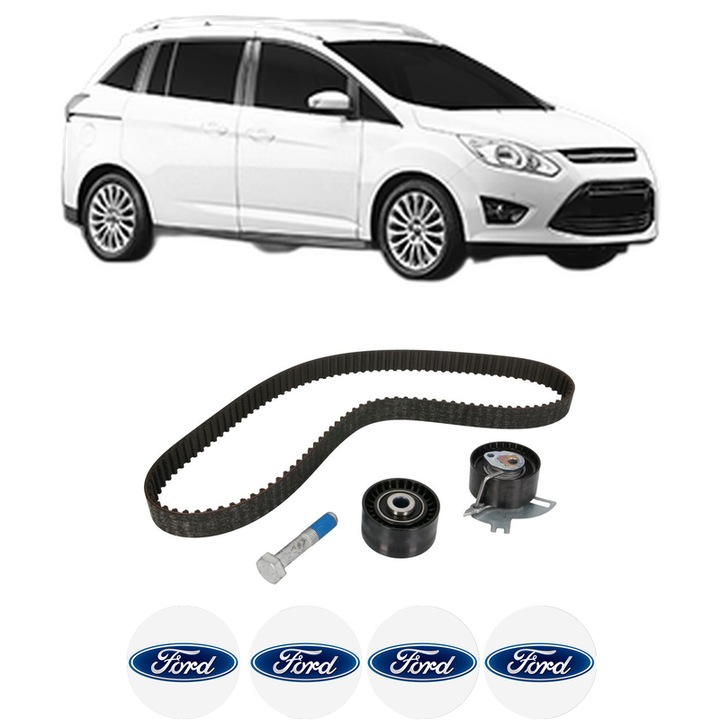 Set kit distributie FORD GRAND C-MAX Van 2.0 TDCi din 2010-2019 KW 120 CP 163 CMC 1997, Auto, Continental Contitech, 4 Stickere auto cu FORD