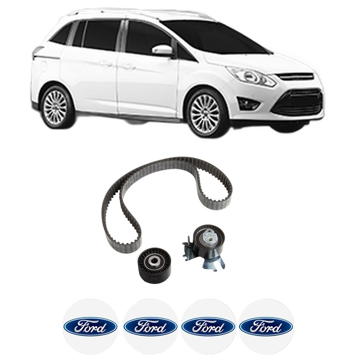 Set kit distributie FORD GRAND C-MAX Van 2.0 TDCi din 2010-2019 KW 103 CP 140 CMC 1997, Auto, Continental Contitech, 4 Stickere auto cu FORD