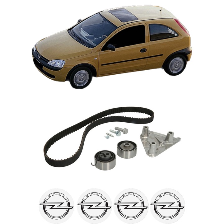 Set kit distributie OPEL CORSA C (X01) 1.7 CDTI (F08, F68) din 2003-2009 KW 74 CP 100 CMC 1686, Auto, INA, 4 Stickere auto cu OPEL