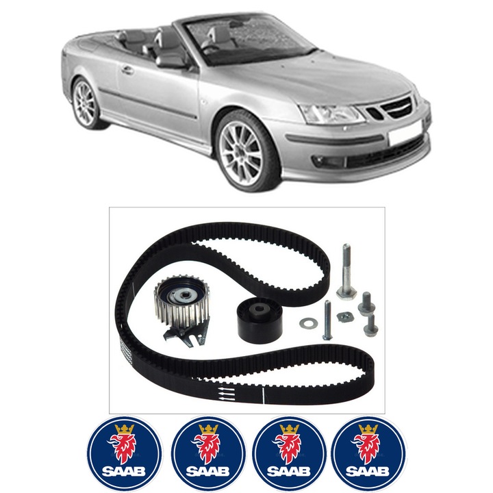 Set kit distributie SAAB 9-3 Convertible (YS3F) 1.9 TiD din 2004-2015 KW 88 CP 120 CMC 1910, Auto, Continental Contitech, 4 Stickere auto cu SAAB