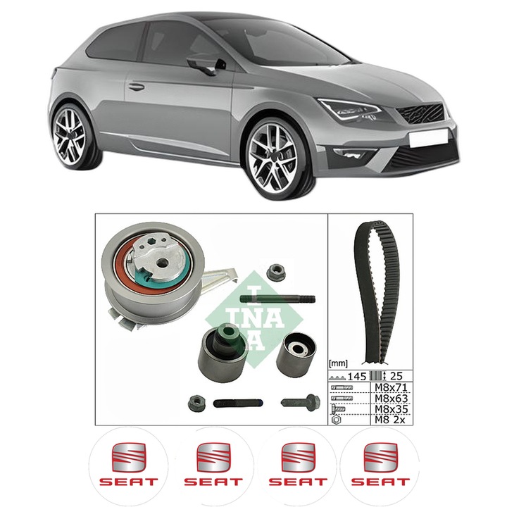 Set kit distributie SEAT LEON SC (5F5) 2.0 TDI din 2013-2018 KW 135 CP 184 CMC 1968, Auto, INA, 4 Stickere auto cu SEAT