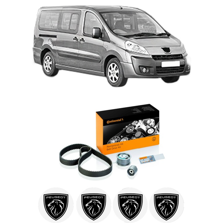 Set kit distributie PEUGEOT EXPERT TEPEE (VF3X_) 1.6 HDi 90 16V din 2007-2016 KW 66 CP 90 CMC 1560, Auto, Continental Contitech, 4 Stickere auto cu PEUGEOT