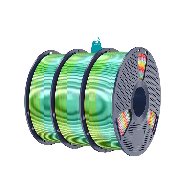 Filament 3D PLA PLUS SILK RB01, multicolor gradient, 1.75mm, 3kg (set 3 role)