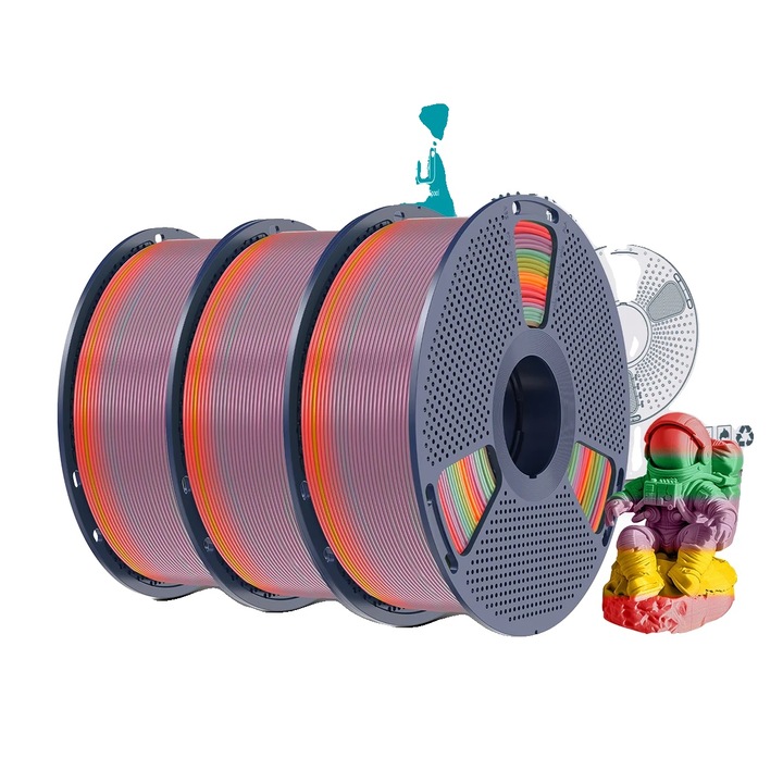 Filament 3D, PLA Rainbow 01, multicolor, 1.75mm, 3kg (set 3 role)