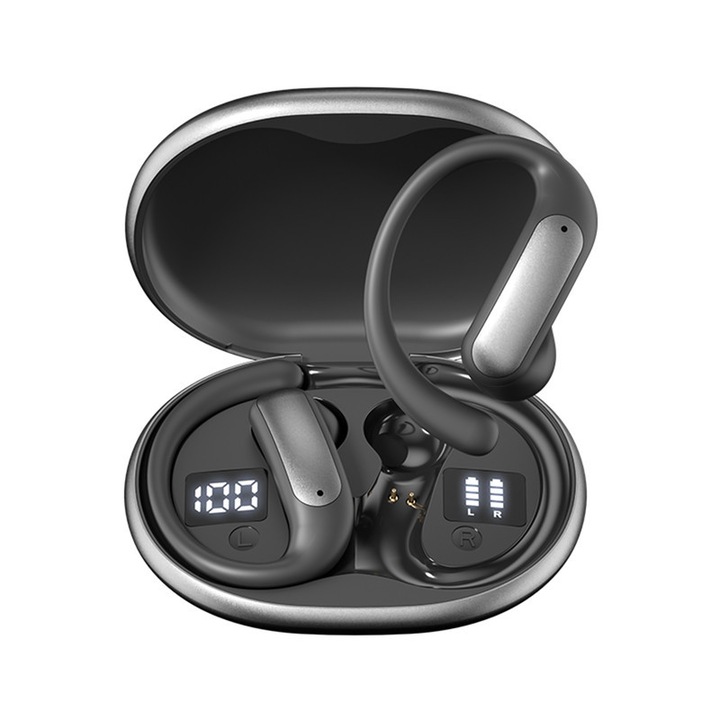 Casti fara fir, NUEEK, Stil over-ear, Casti audio fara fir M134, Calitate sunet Hi-Fi, Indicator digital al bateriei, Bluetooth 5.4, Durata de viata ultra-lunga a bateriei, Microfon audio HD, Comenzi tactile, Latenta scazuta, Negru