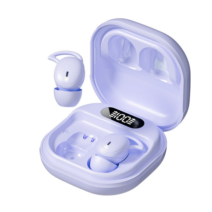 Vezeték nélküli fejhallgató, NUEEK, In-Ear, M72 vezeték nélküli fejhallgató, Digitális akkumulátor kijelző, Bluetooth 5.4, 60 órás akkumulátor-élettartam, HD audio mikrofon, Alacsony késleltetés, Víz- és izzadásálló, Lila