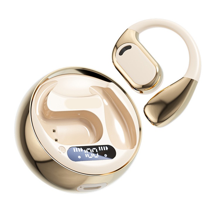 Casti fara fir, NUEEK, stil over-ear, casti audio fara fir M76, afisaj digital al bateriei, Bluetooth 5.4, durata de viata a bateriei de 72 de ore, microfon audio HD, comenzi tactile, latenta scazuta, piele