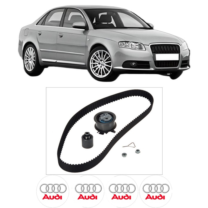 Set kit distributie AUDI A4 B7 (8EC) 2.0 TDI din 2004-2008 KW 103 CP 140 CMC 1968, Auto, Continental Contitech, 4 Stickere auto cu AUDI