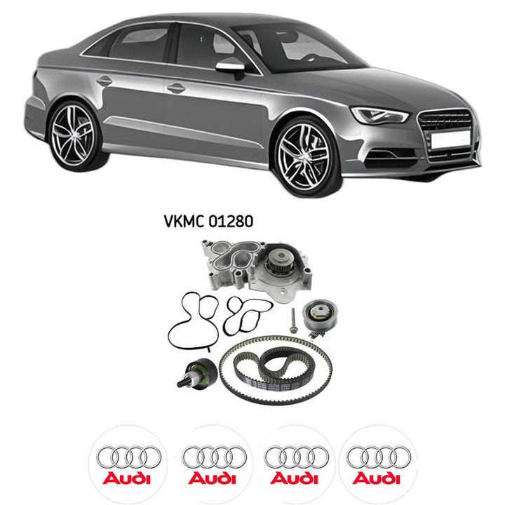 Set kit distributie AUDI A3 Limousine (8VS, 8VM) 1.4 TFSI din 2013-2016 KW 103 CP 140 CMC 1395, Auto, SKF, 4 Stickere auto cu AUDI