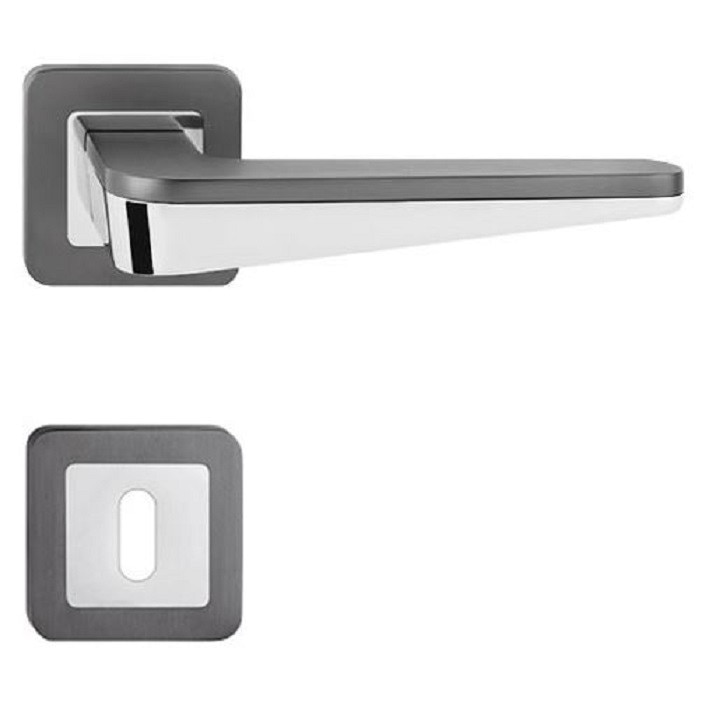 Maner pentru usa Duo Black cu rozeta pentru cheie