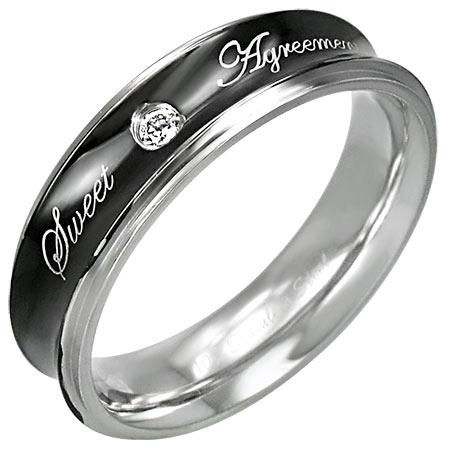 Inel din inox Sweet Agreement si zirconiu 5763