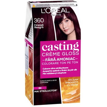 Vopsea de par semi-permanenta fara amoniac L'Oreal Paris Casting Creme Gloss 360 Cireasa Neagra, 180 ml Vopsea de par semi-permanenta fara amoniac L'Oreal Paris Casting Creme Gloss 360 Cireasa Neagra, 180 ml