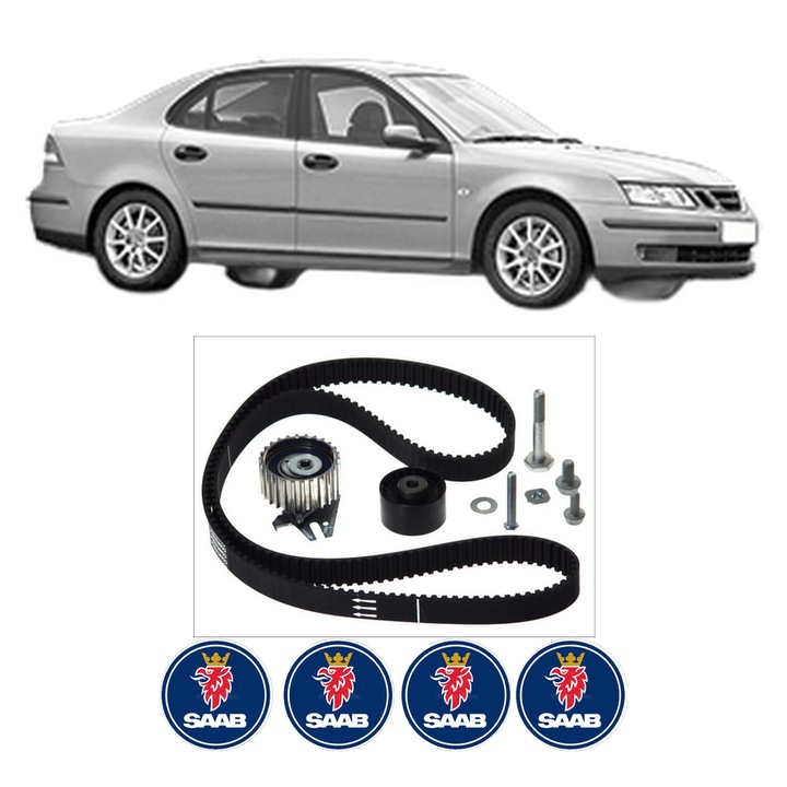 Set kit distributie SAAB 9-3 (YS3F, E79, D79, D75) 1.9 TiD din 2004-2015 KW 88 CP 120 CMC 1910, Auto, Continental Contitech, 4 Stickere auto cu SAAB