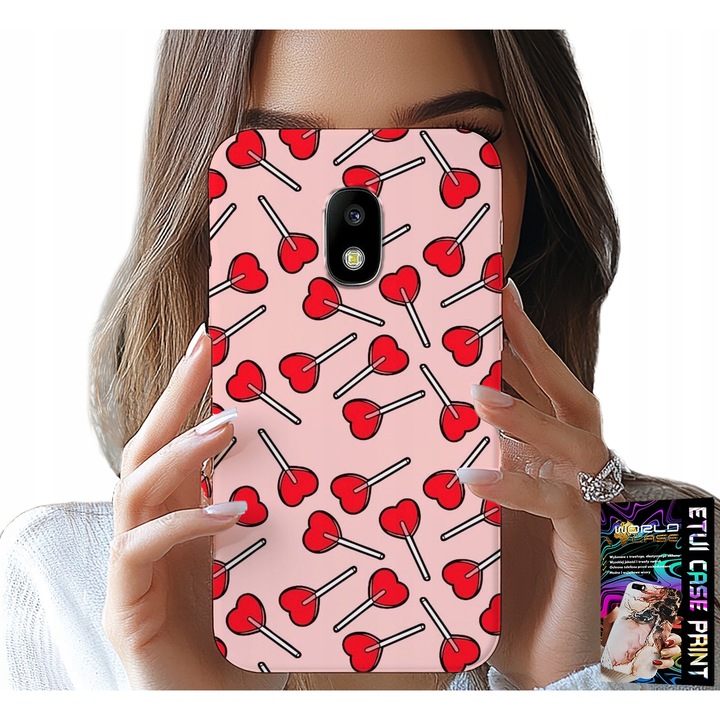 Telefontok, World Case, Lollipop, szívmintás, többszínű, Samsung Galaxy J5 2017-hez