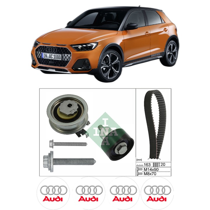 Set kit distributie AUDI A1 City Carver (GBH) 30 TFSI din 2019-2022 KW 85 CP 116 CMC 999, Auto, INA, 4 Stickere auto cu AUDI