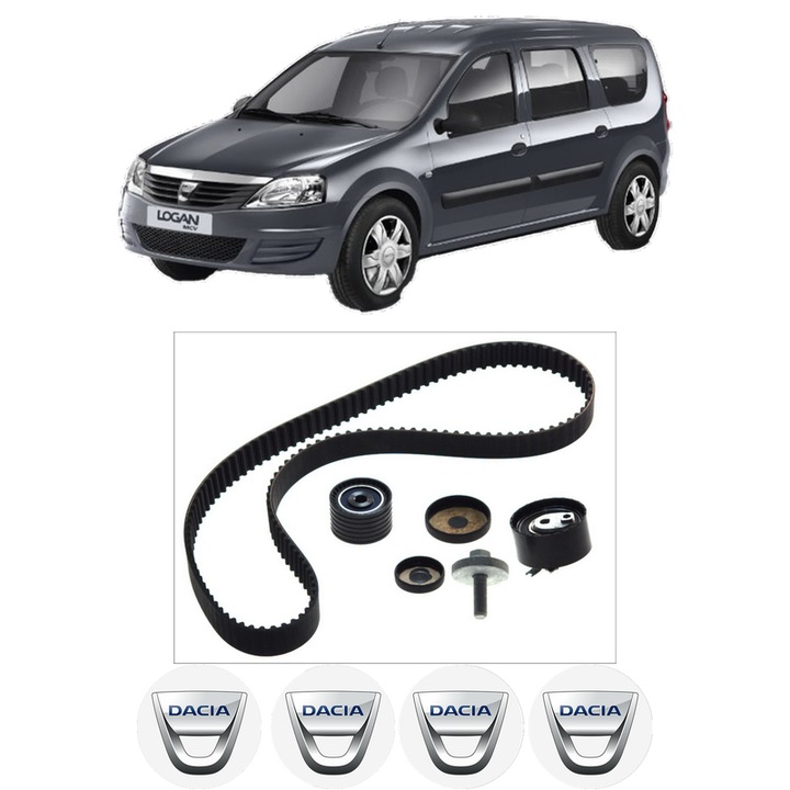 Set kit distributie DACIA LOGAN MCV (KS_) 1.6 16V Hi-Flex din 2009 KW 77 CP 105 CMC 1598, Auto, SKF, 4 Stickere auto cu DACIA
