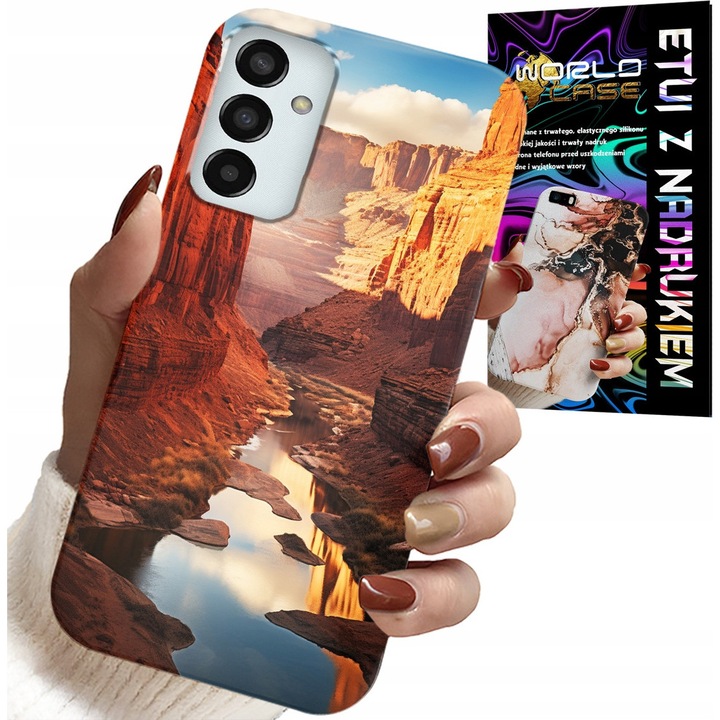 Tok Samsung Galaxy M13-hoz, World Case, szilikon, Grand Canyon Desert design, többszínű