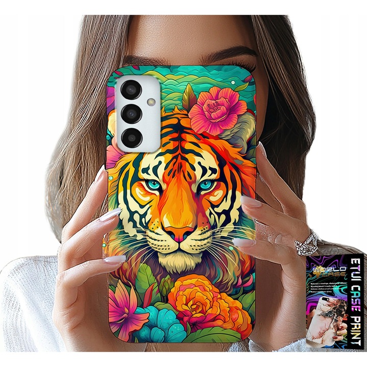 Tok Samsung Galaxy M23-hoz, World Case, tigris mintás, szilikon, többszínű
