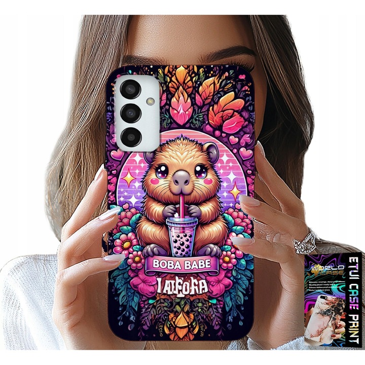 Samsung Galaxy M23 tok, World Case, aranyos Capybara design Sheik-kel, szilikon, többszínű
