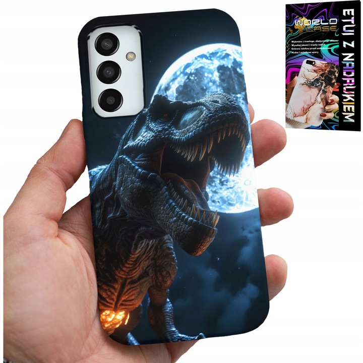 Tok Samsung Galaxy M23 telefonhoz, World Case, Dino Tyrannosaurus design, szilikon, többszínű