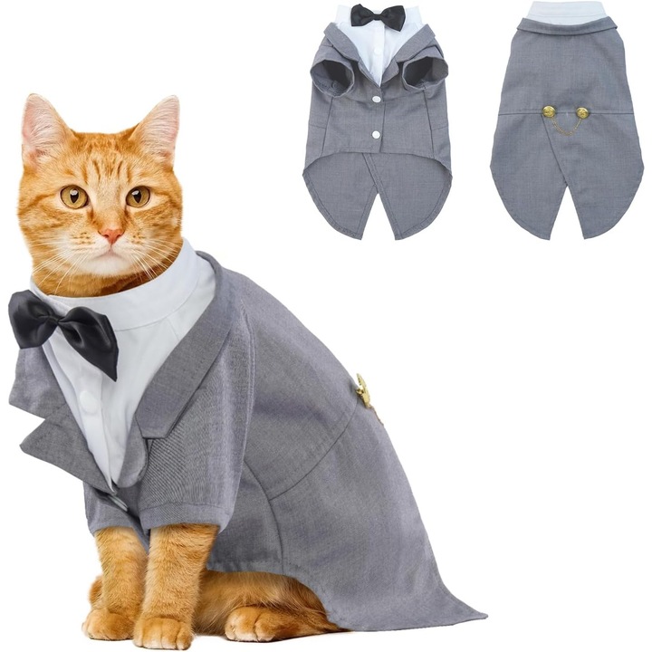 Costum Tuxedo pentru Pisici si Caini, tinuta de nunta pentru pisica, XS