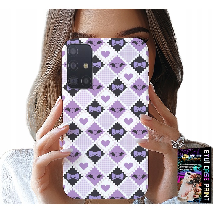 Carcasă pentru telefon, World Case, Fashion Hearts Bow, silicon, multicolor, compatibilă cu Samsung Galaxy M31S, set inclusiv sticlă