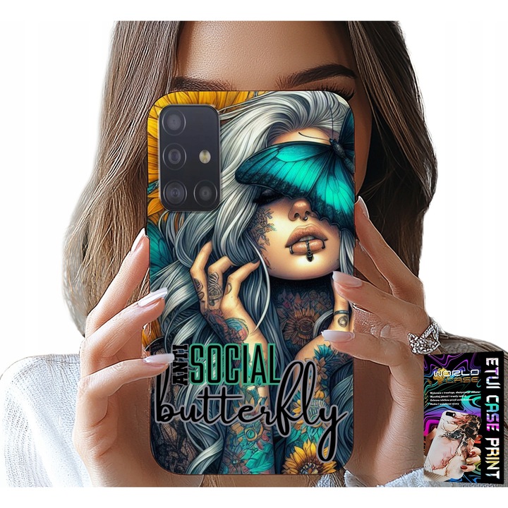 Carcasa pentru telefon, World Case, Samsung Galaxy M31s, imprimare fluture, silicon, feminin