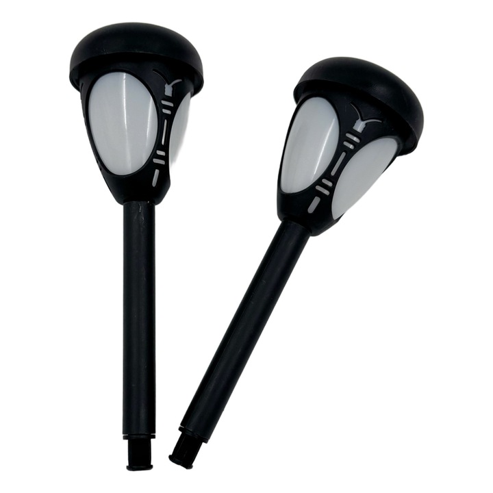 Set 2 Lampi Solare de Gradina, LED Cald, Design Elegant, Negru, 30x30cm