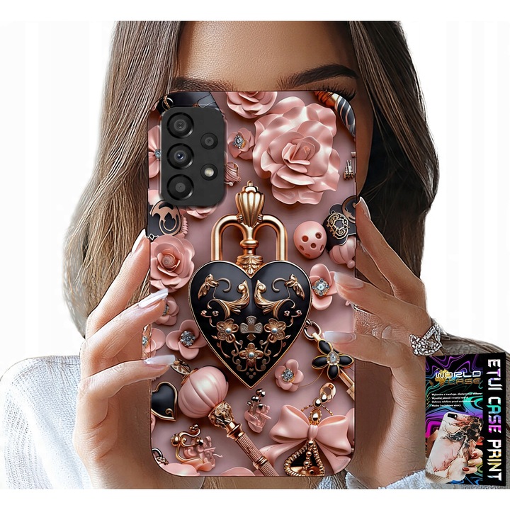 Carcasa pentru Samsung Galaxy A72, World Case, model feminin, cu lacăt și inimă, multicolor, din silicon