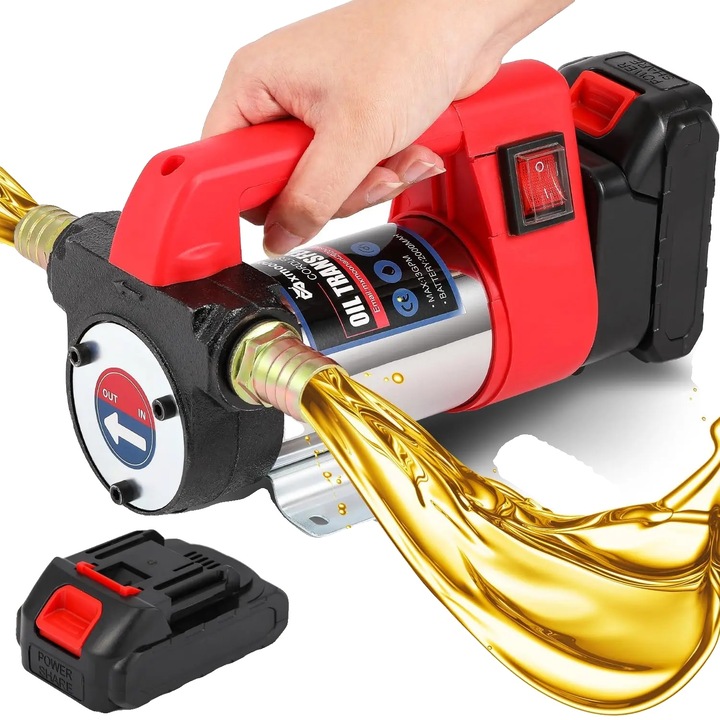 Pompa electrica de transfer combustibil, 21V, 1500mAh, 13 GPM, 28x18x28cm