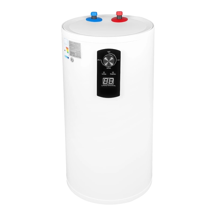 Incalzitor de apa electric, 50L, 2000W, design vertical, otel inoxidabil si email, set complet cu accesorii