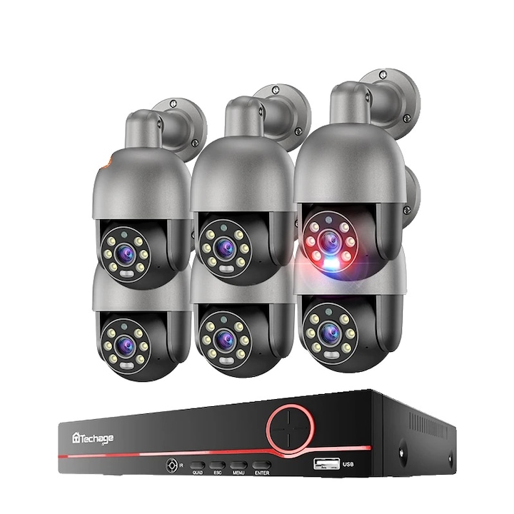 Kit Supraveghere Video 12MP, 8CH NVR, 4 Camere, Detectie Miscare, Nocturna, PoE